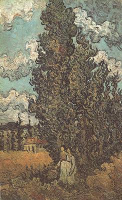 Cypresses and Two Women (nn04), Vincent Van Gogh